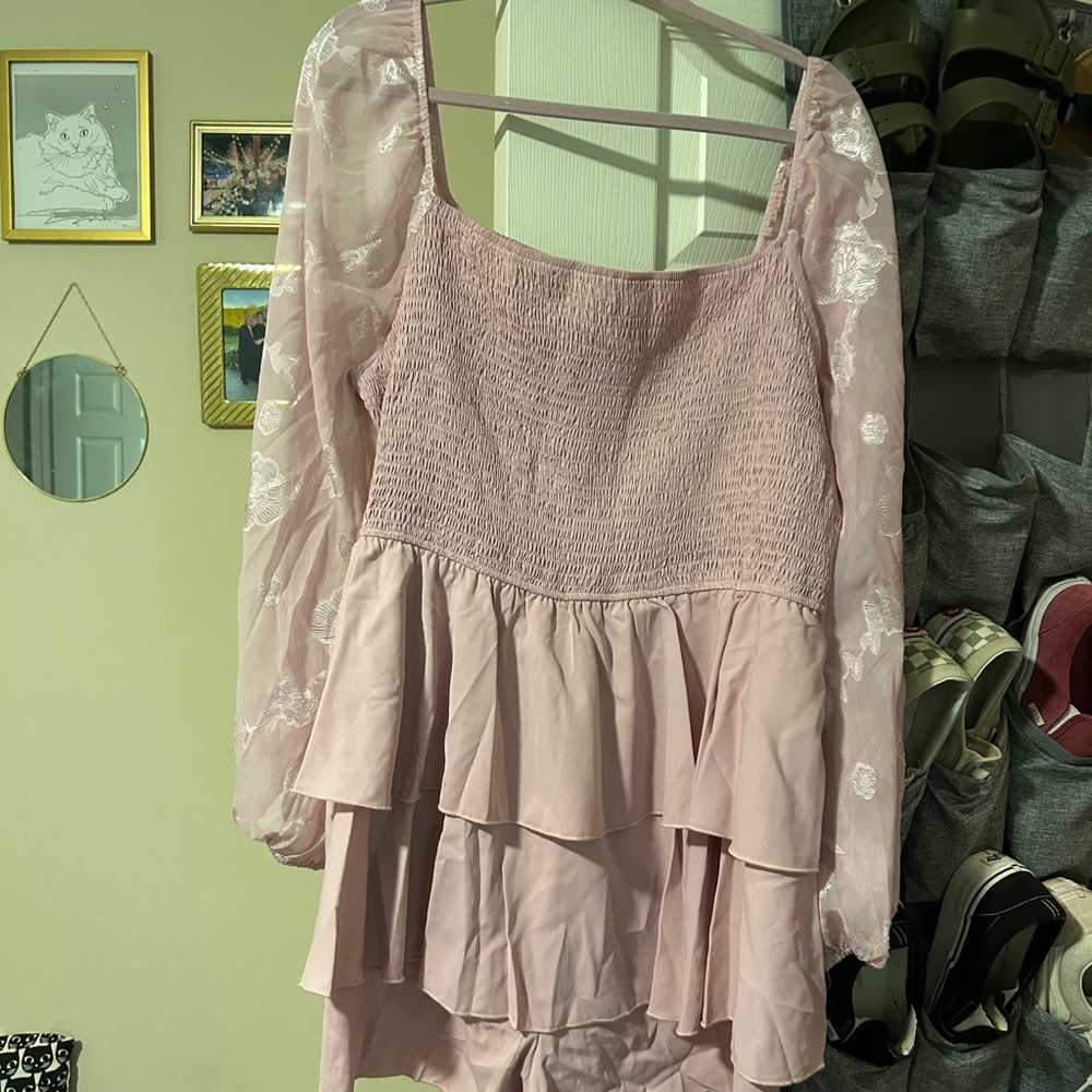 Pink ruffled romper